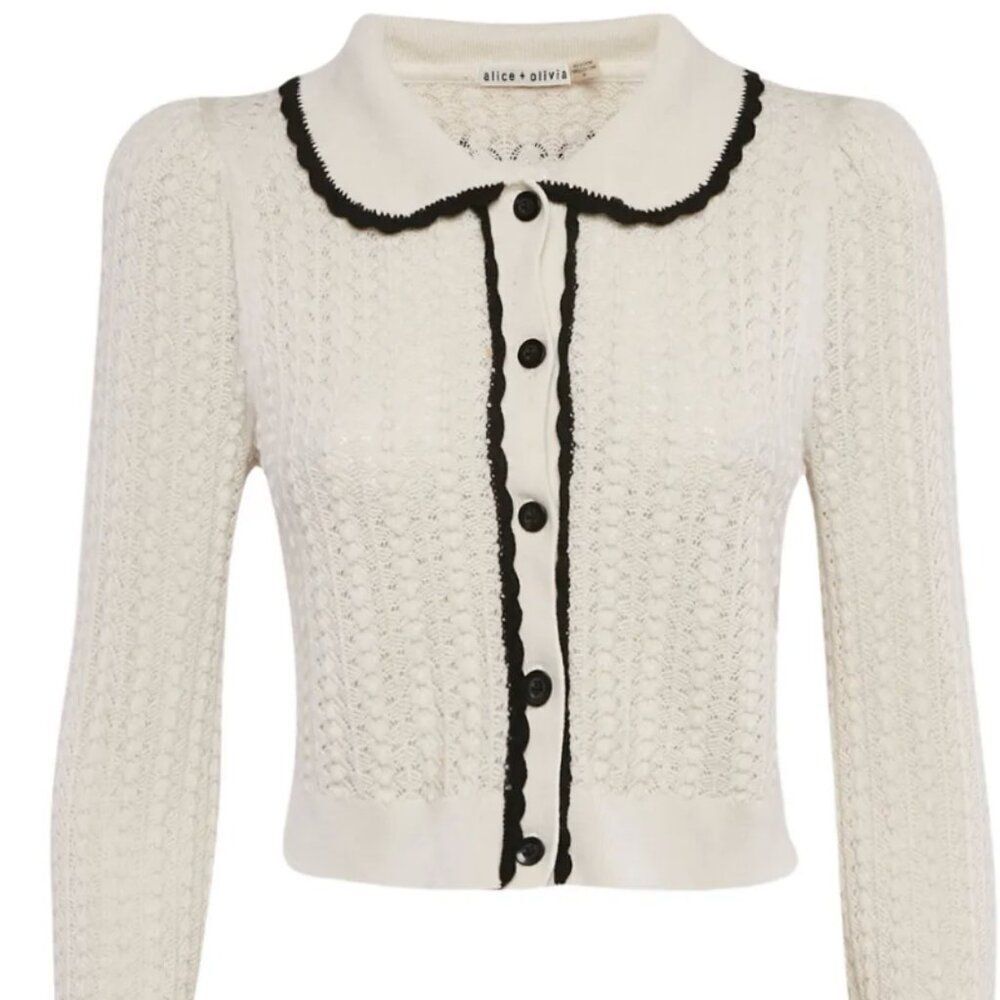 alice + olivia crochet button cardigan, size XS